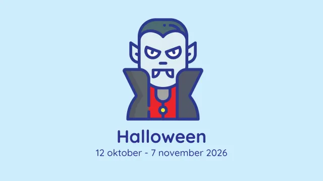 Vampier-icoon met de tekst Halloween, 12 oktober - 7 november 2026